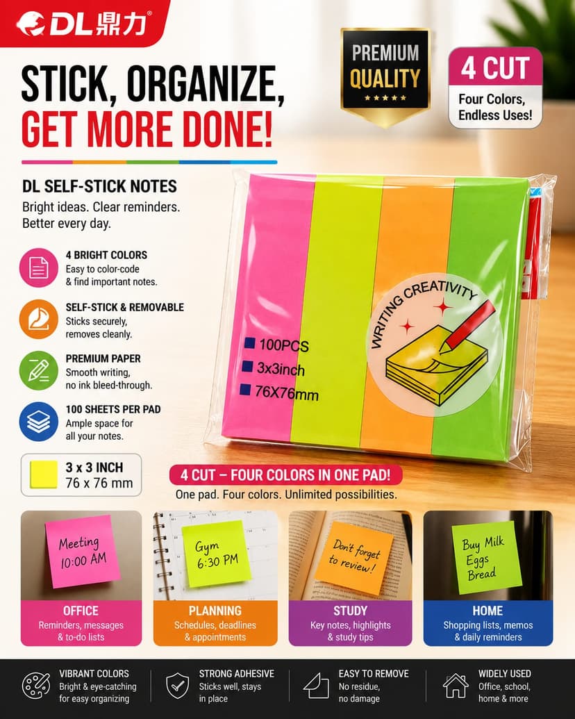 4 Cut Sticky Notes